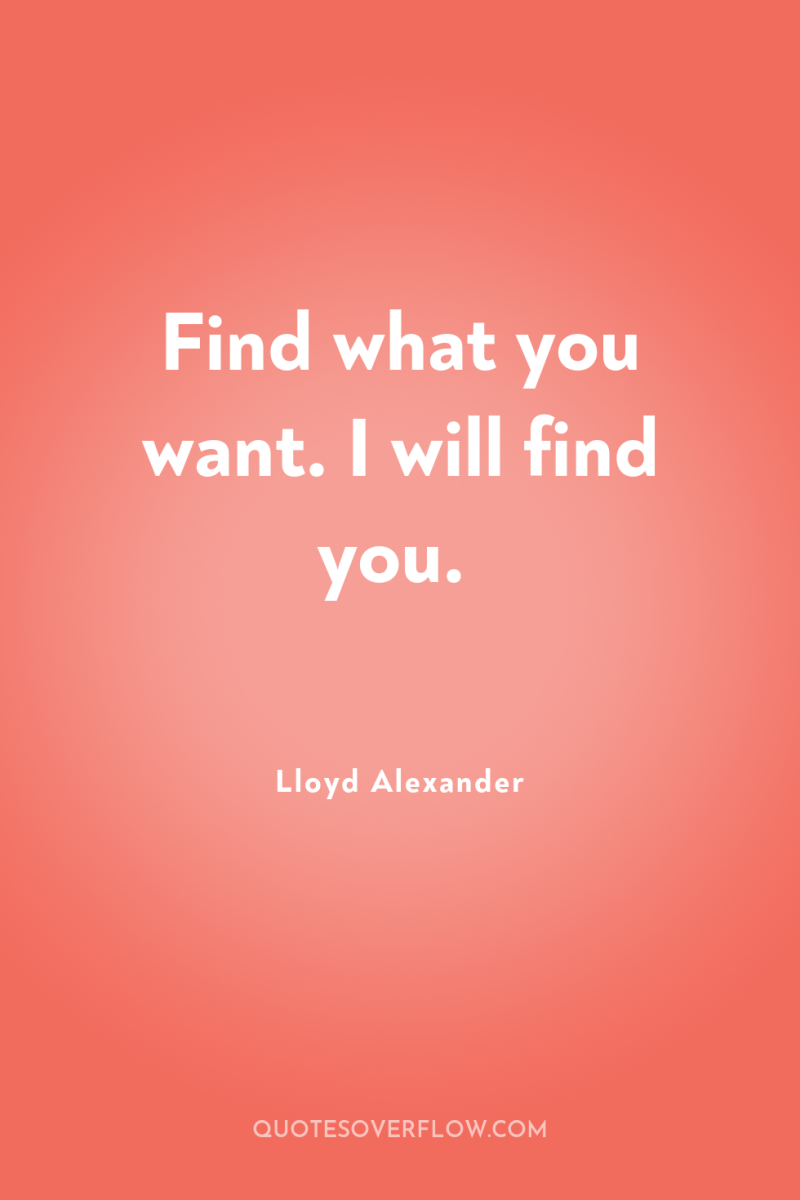 Find what you want. I will find you. 