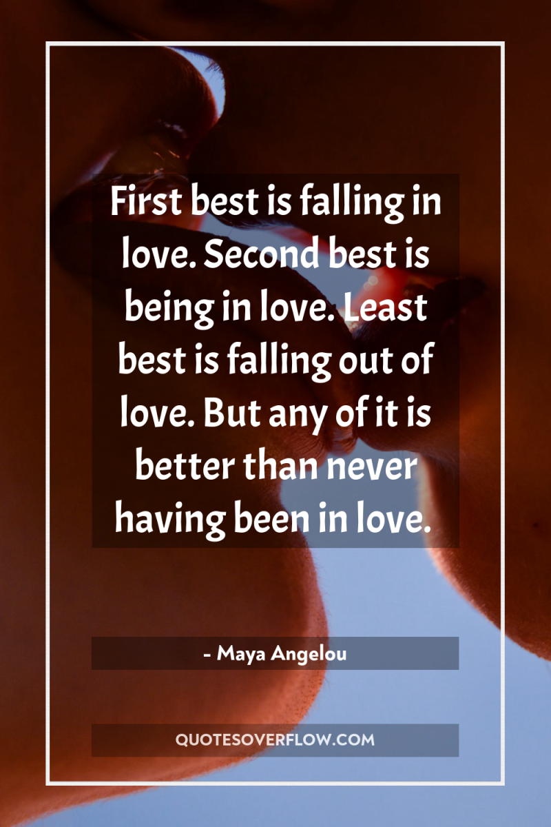 First best is falling in love. Second best is being...