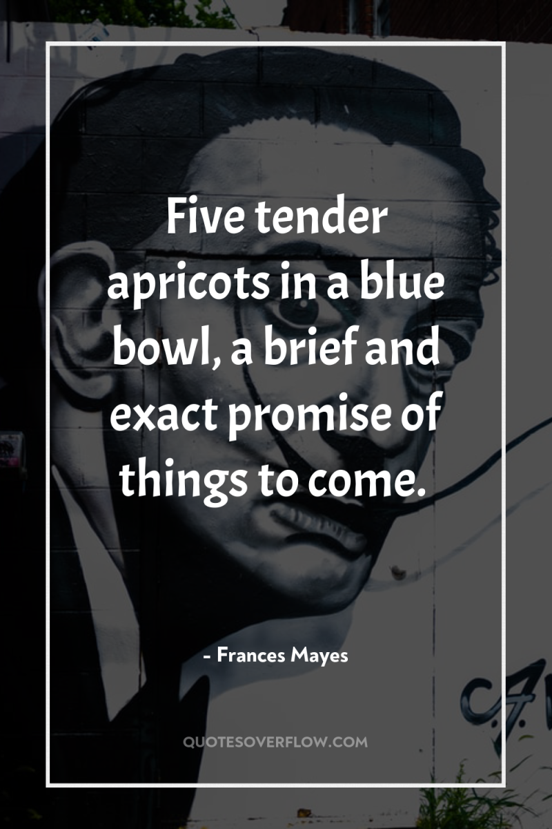 Five tender apricots in a blue bowl, a brief and...