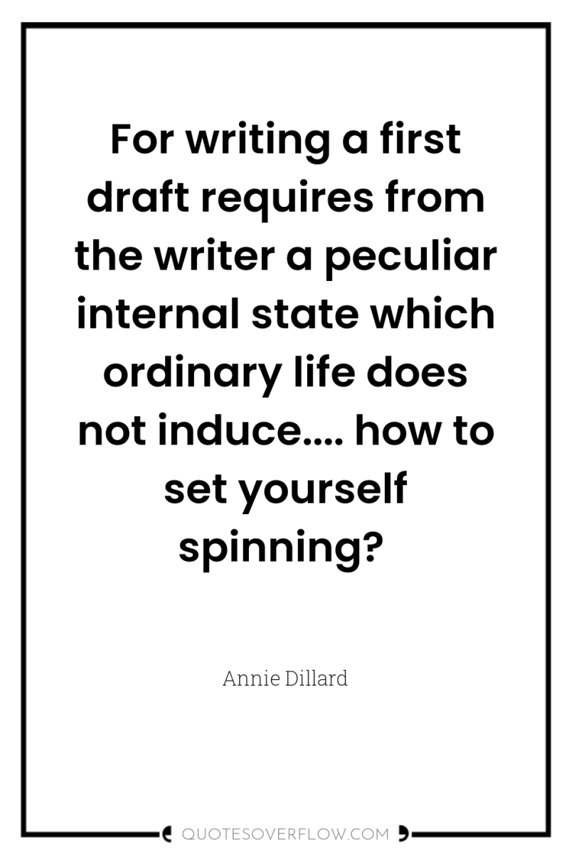 For writing a first draft requires from the writer a...