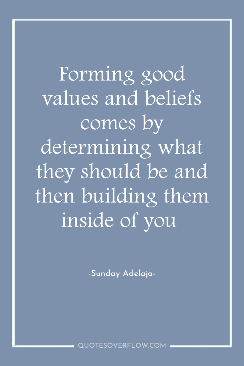 Forming good values and beliefs comes by determining what they...