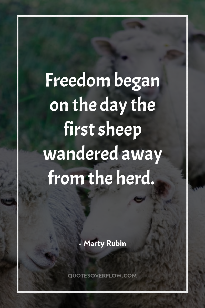 Freedom began on the day the first sheep wandered away...