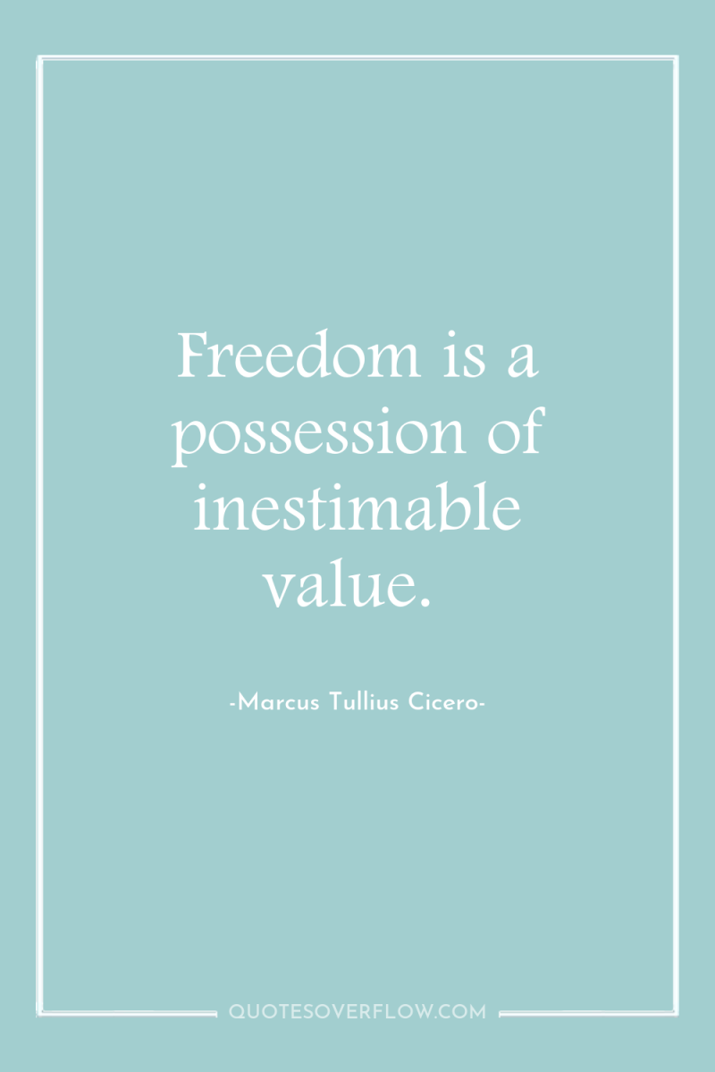 Freedom is a possession of inestimable value. 