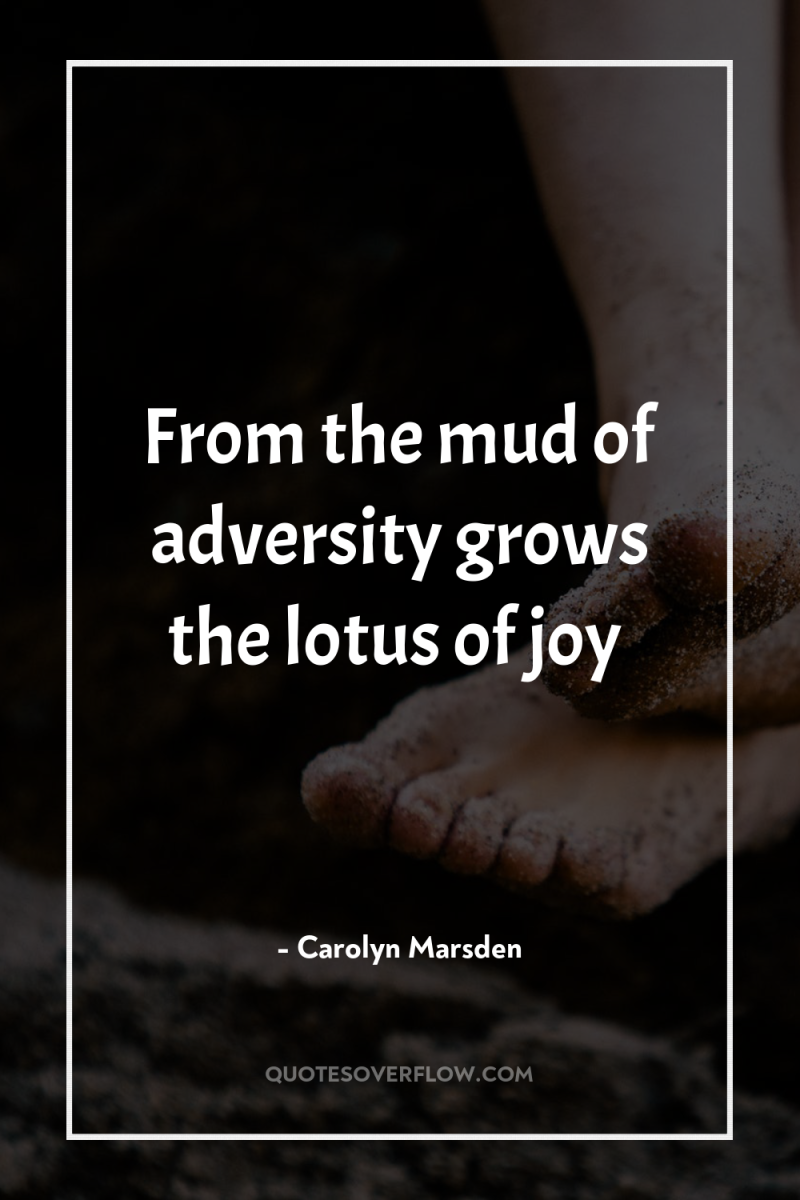 From the mud of adversity grows the lotus of joy 