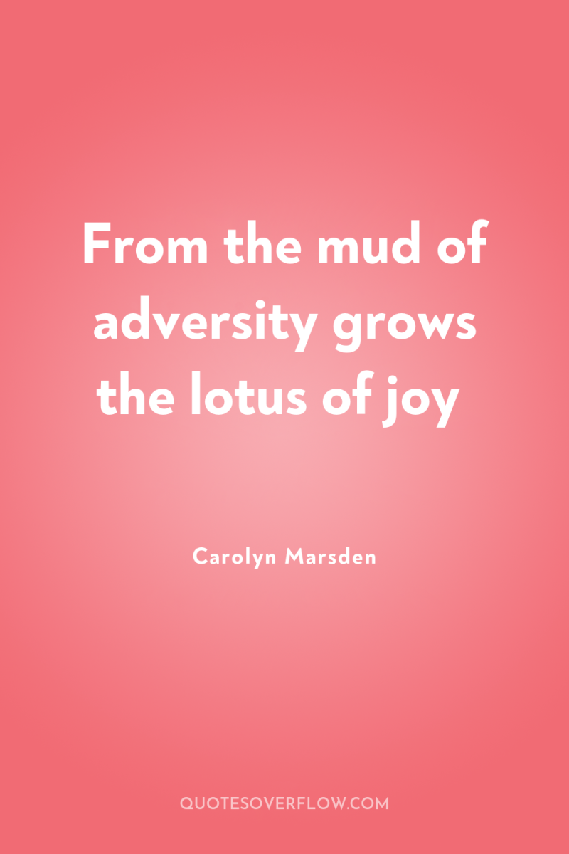 From the mud of adversity grows the lotus of joy 