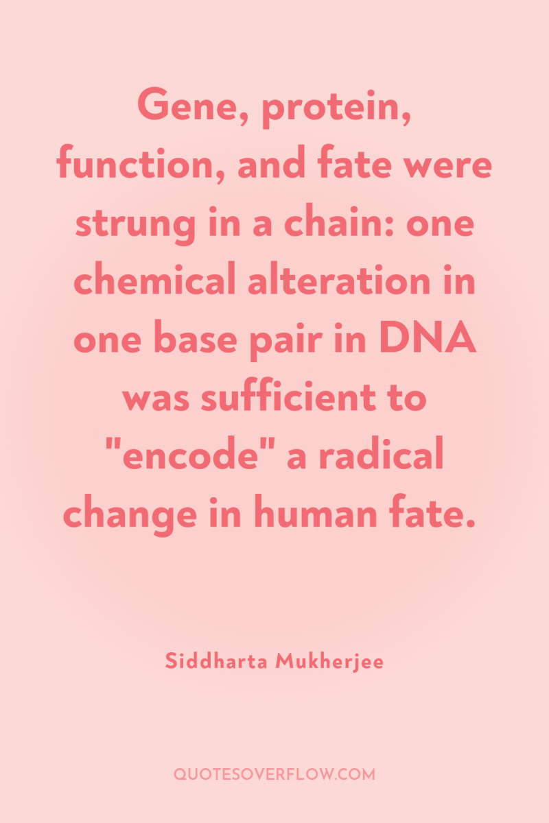 Gene, protein, function, and fate were strung in a chain:...