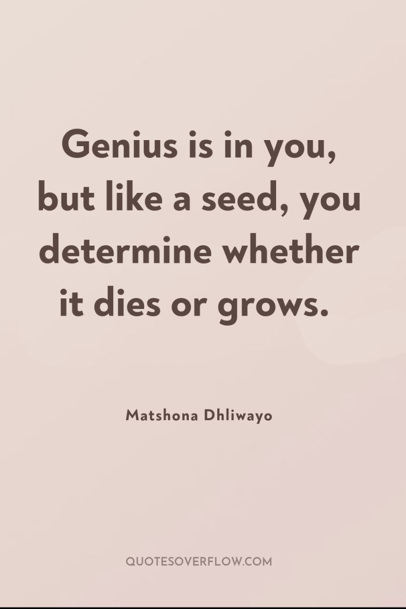 Genius is in you, but like a seed, you determine...