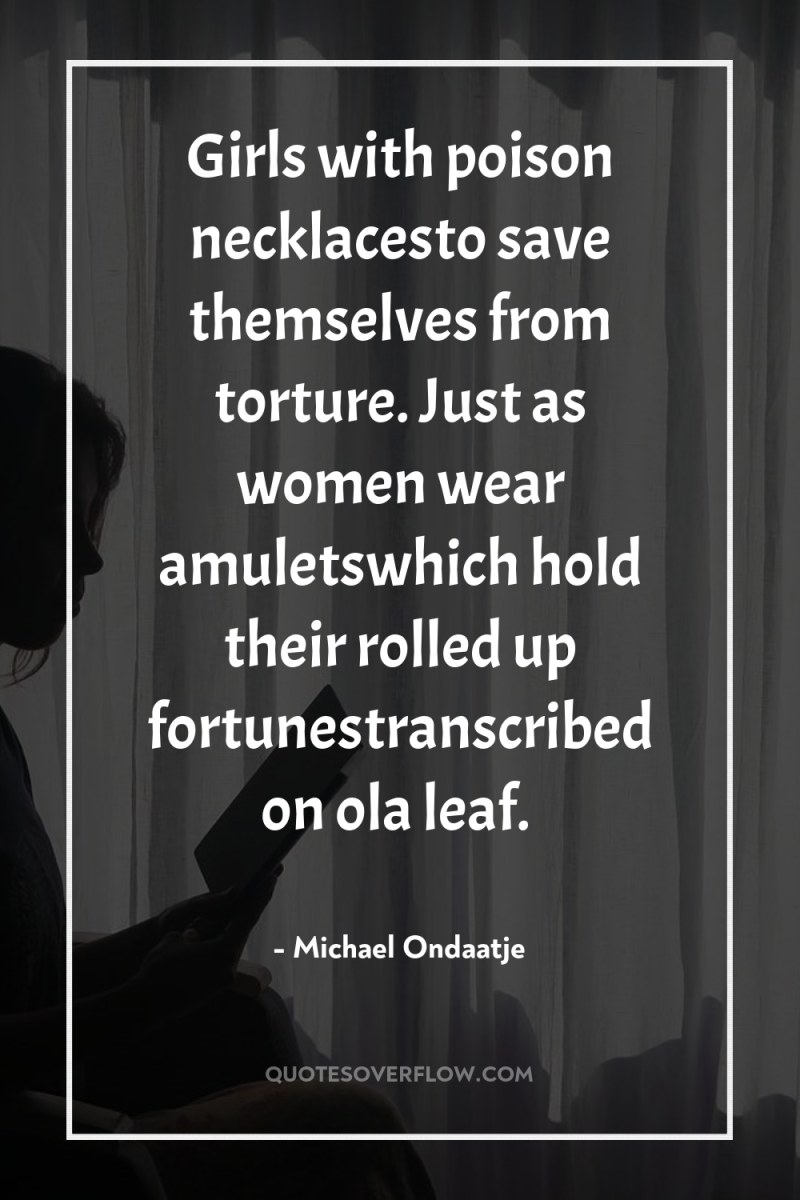 Girls with poison necklacesto save themselves from torture. Just as...