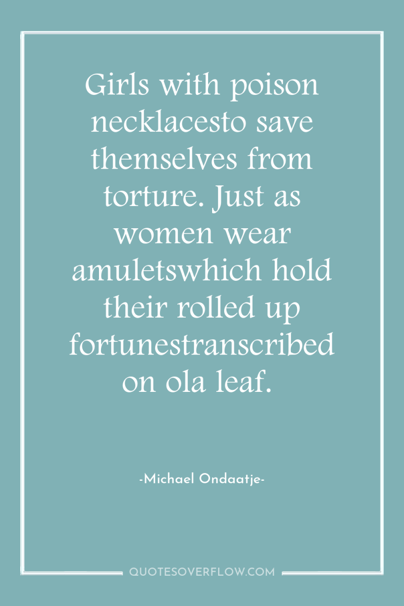 Girls with poison necklacesto save themselves from torture. Just as...