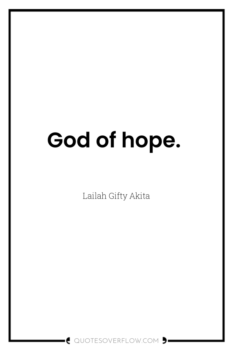 God of hope. 