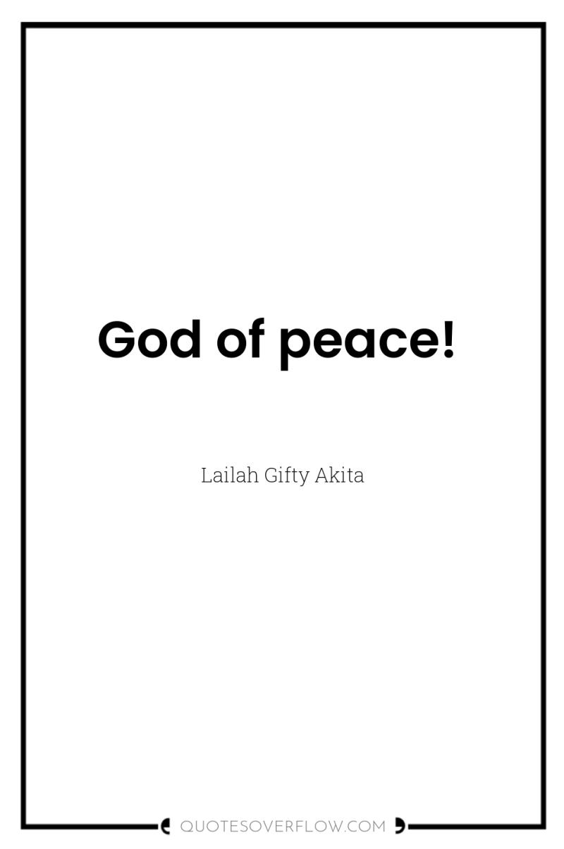 God of peace! 