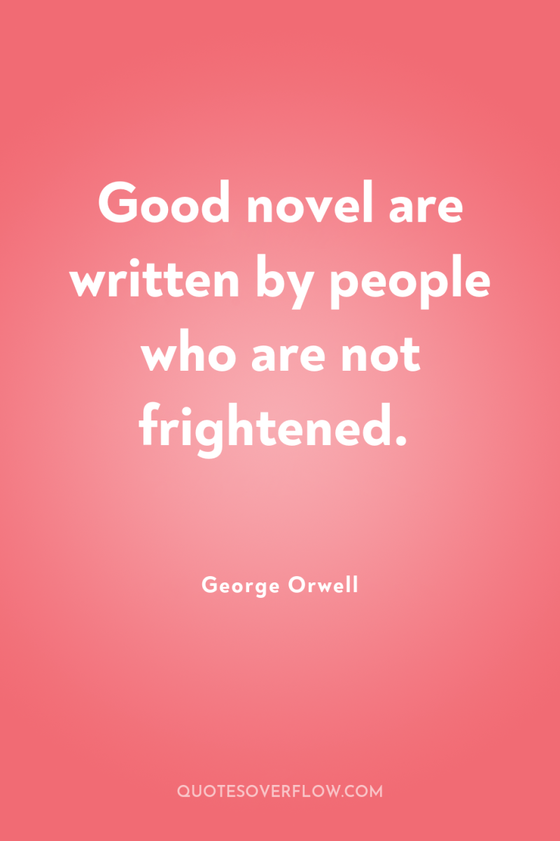 Good novel are written by people who are not frightened. 