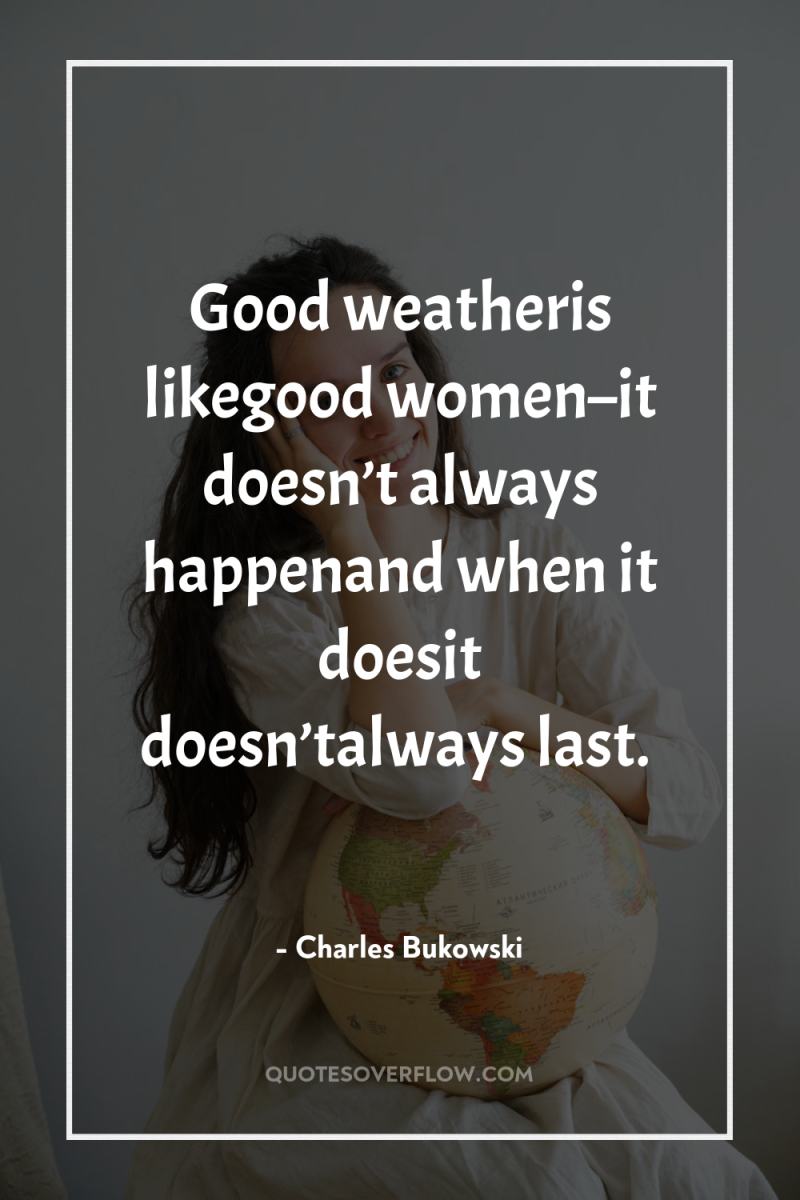 Good weatheris likegood women–it doesn’t always happenand when it doesit...
