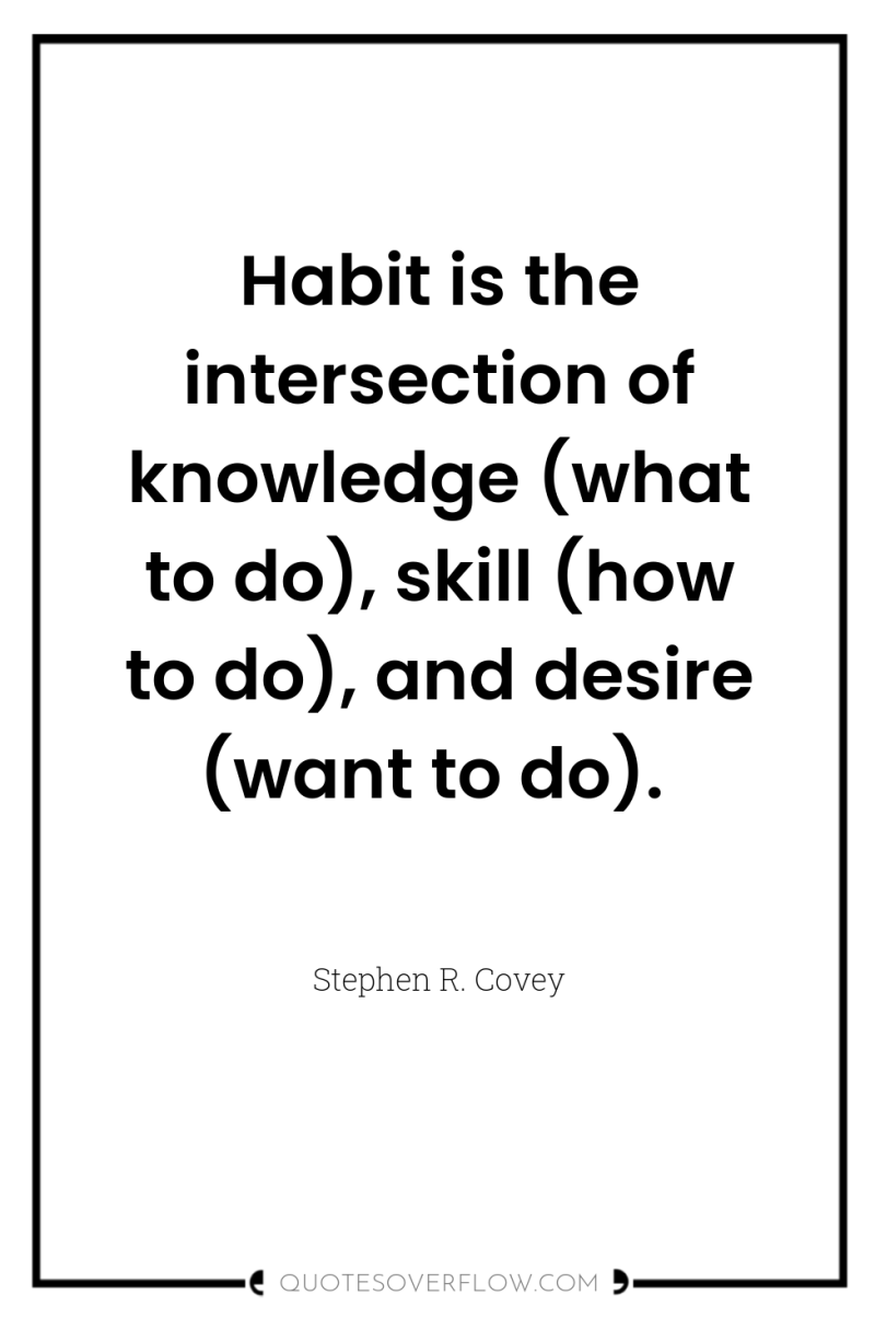 Habit is the intersection of knowledge (what to do), skill...