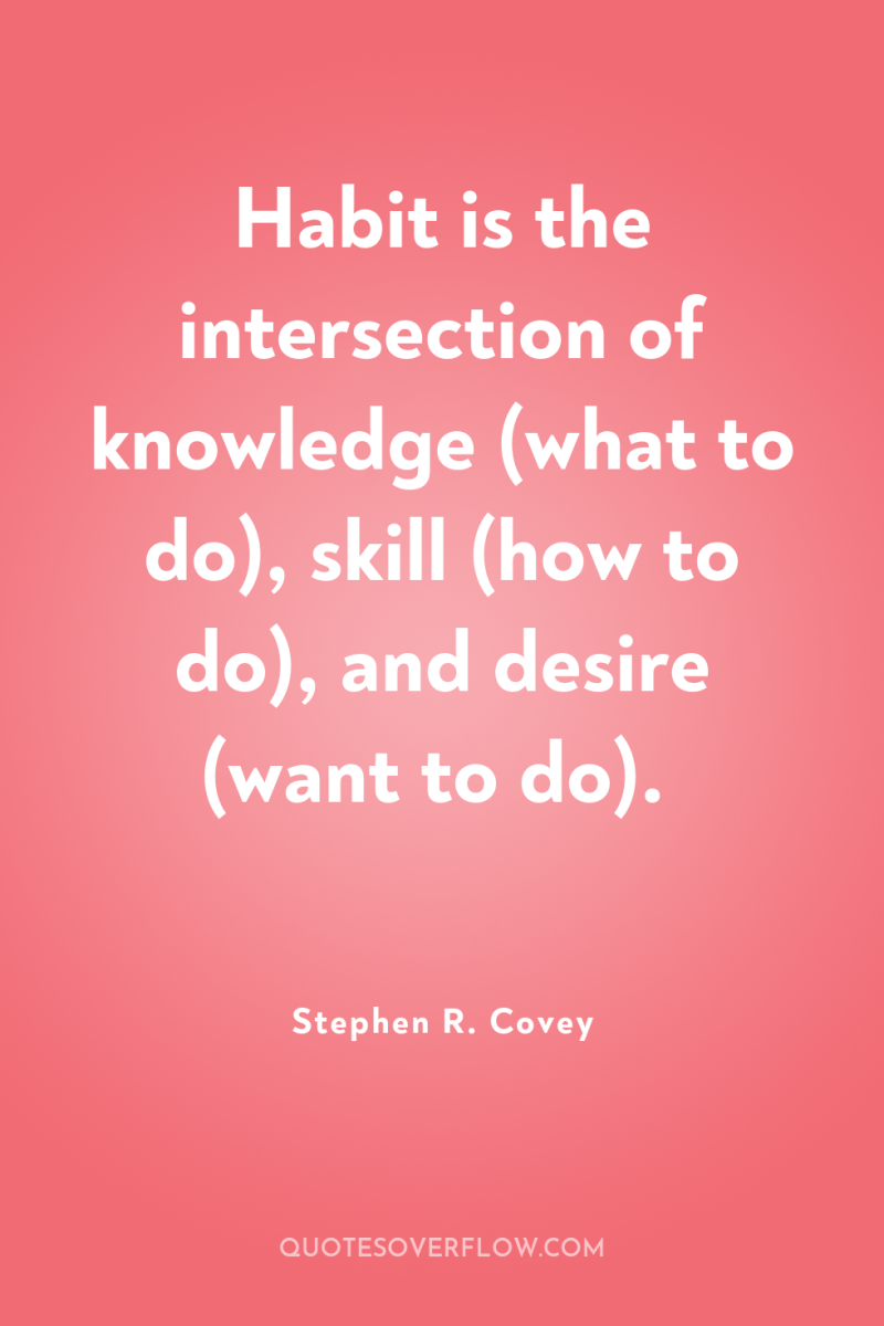 Habit is the intersection of knowledge (what to do), skill...