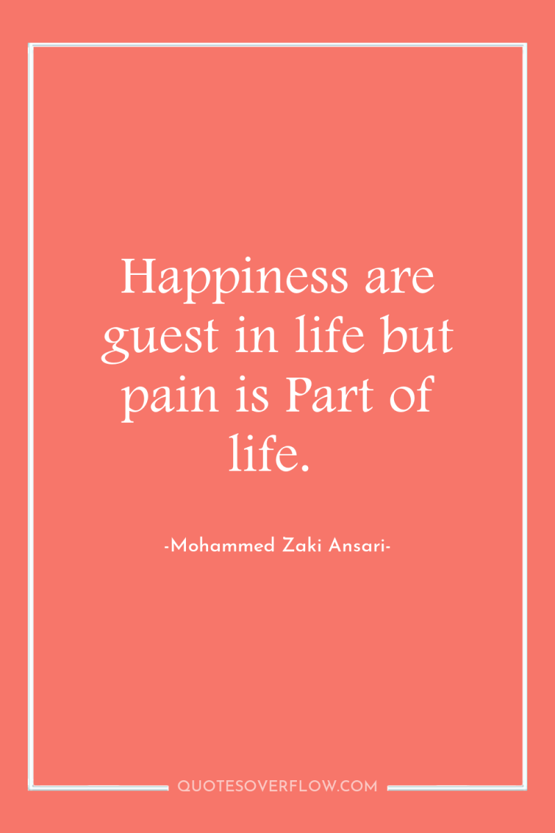 Happiness are guest in life but pain is Part of...