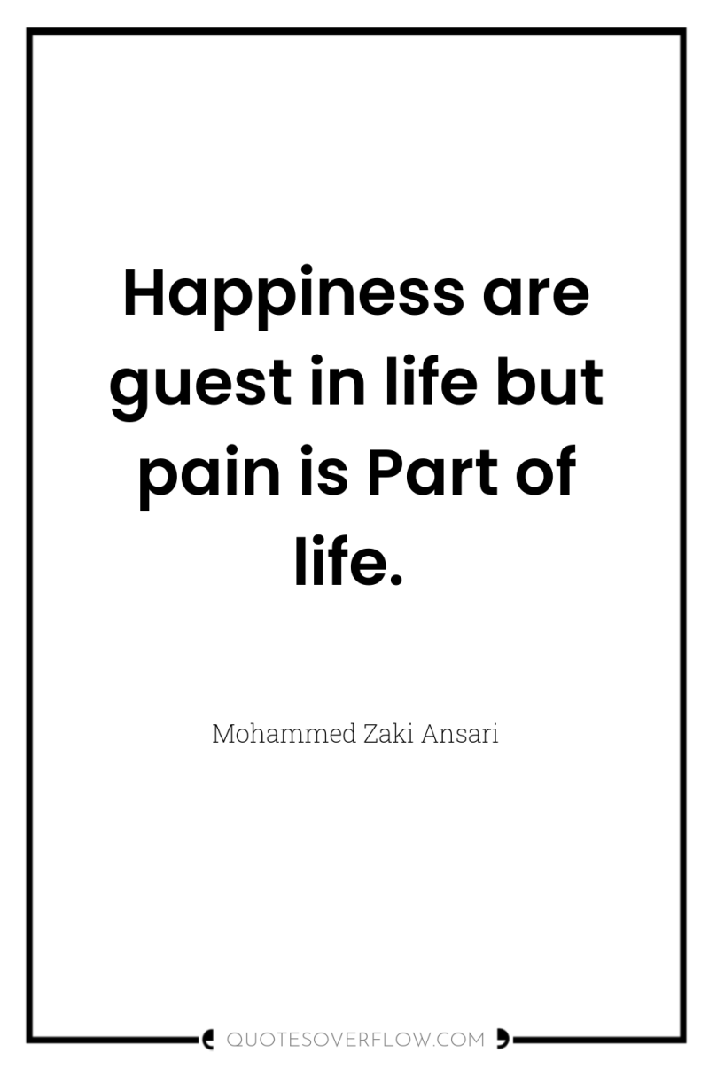 Happiness are guest in life but pain is Part of...