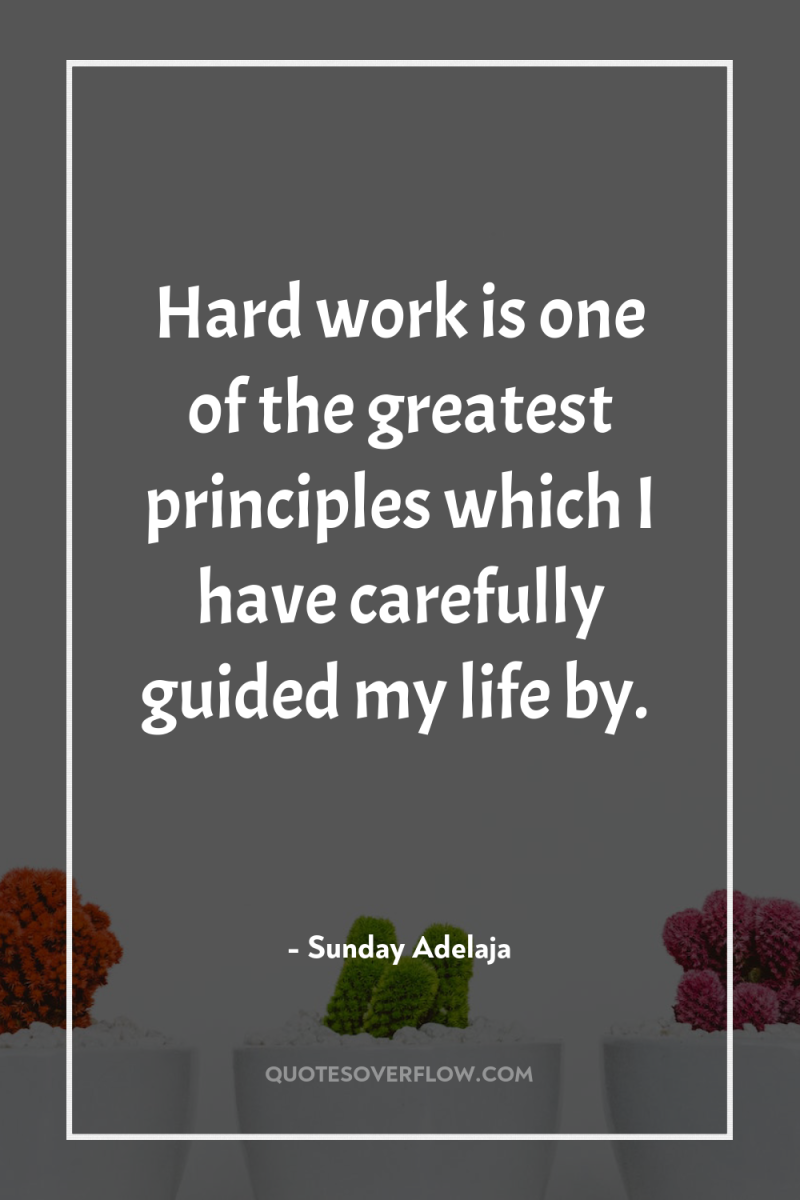Hard work is one of the greatest principles which I...