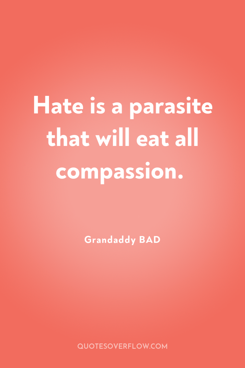 Hate is a parasite that will eat all compassion. 