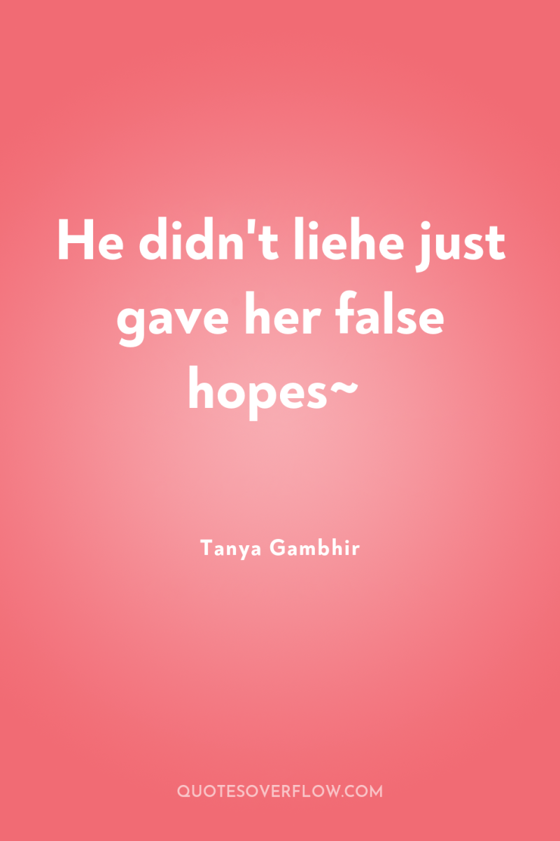 He didn't liehe just gave her false hopes~ 