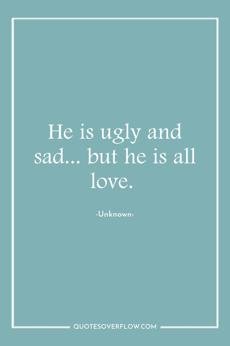 He is ugly and sad... but he is all love. 