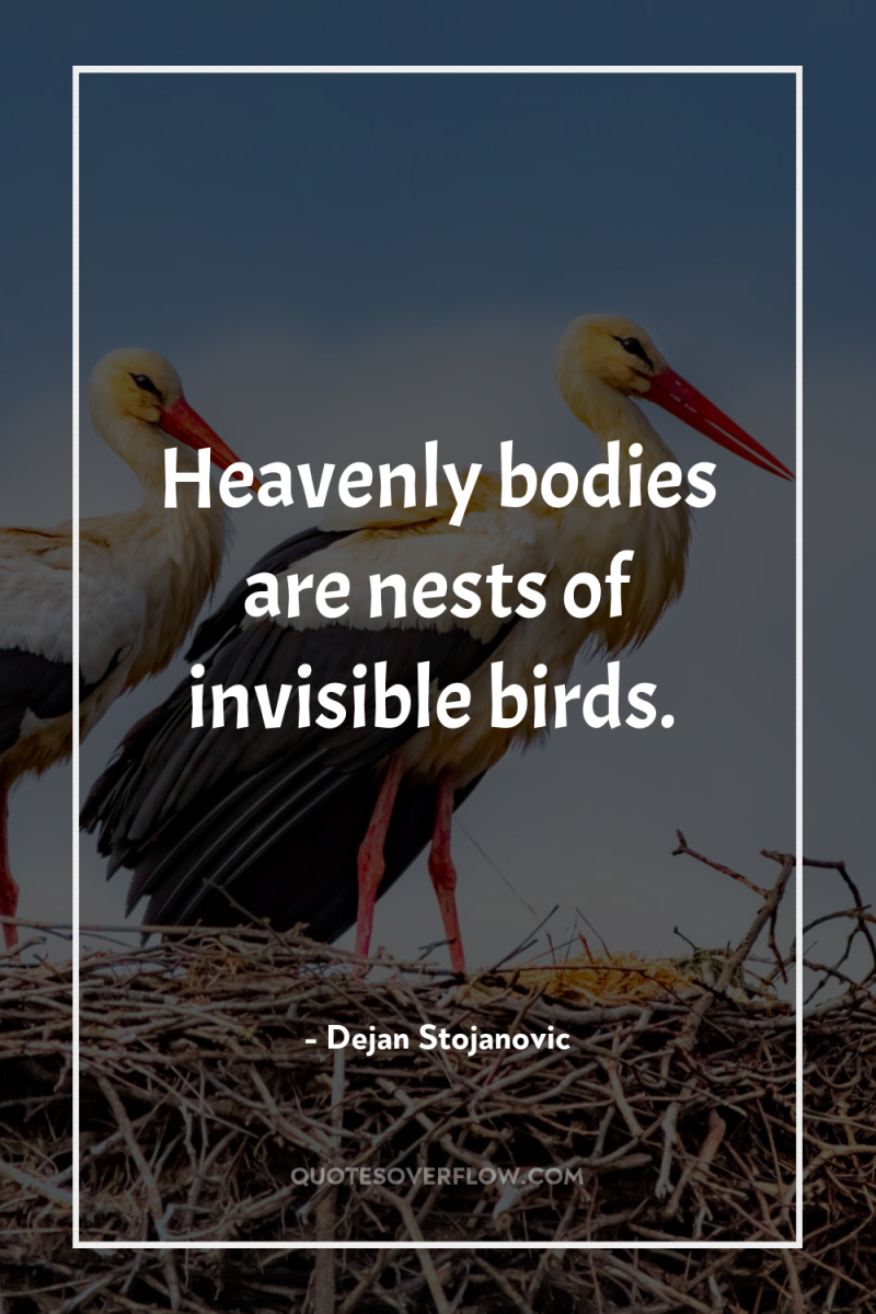 Heavenly bodies are nests of invisible birds. 