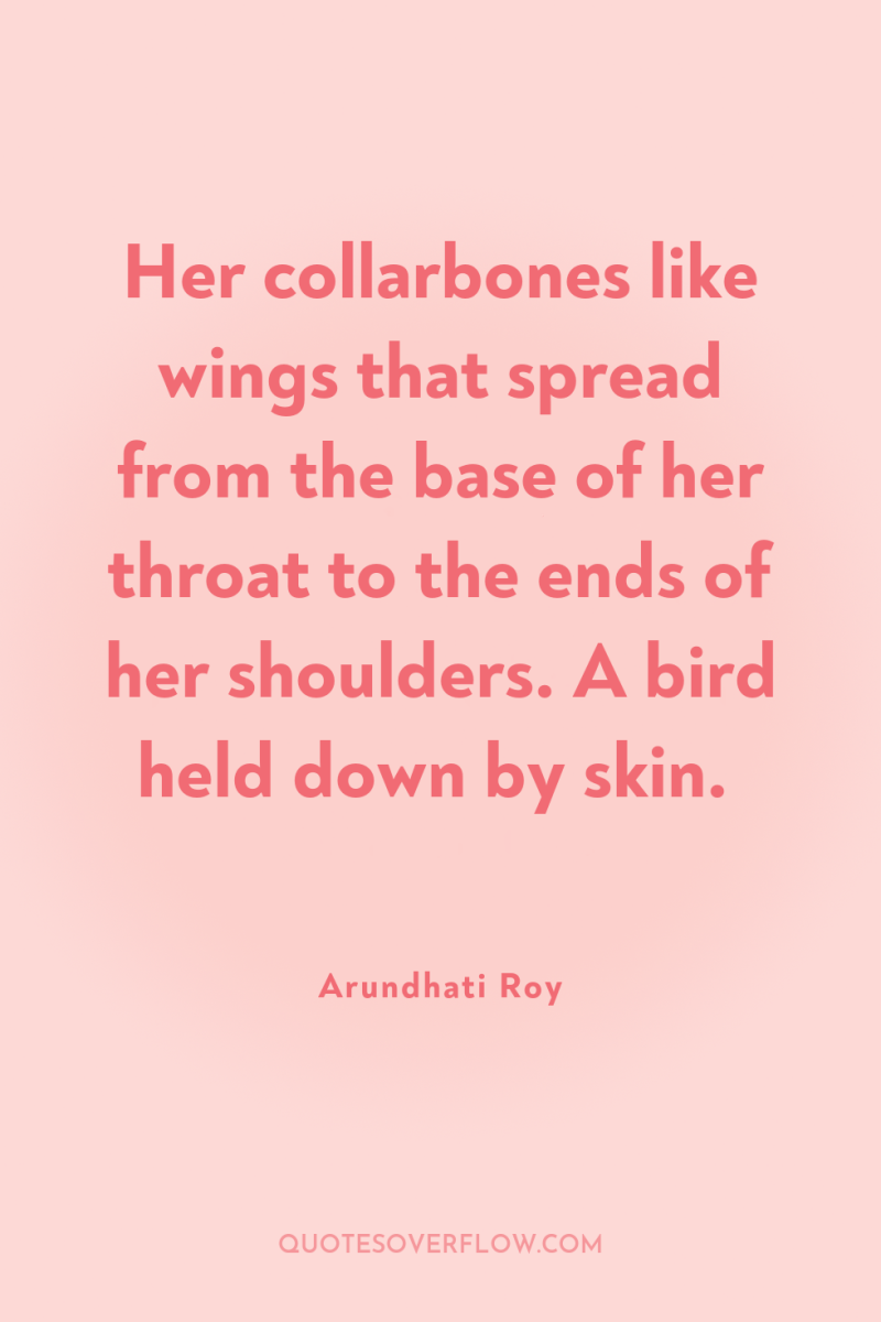 Her collarbones like wings that spread from the base of...