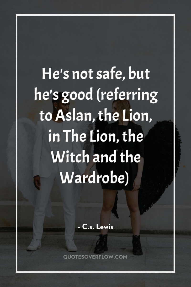 He's not safe, but he's good (referring to Aslan, the...