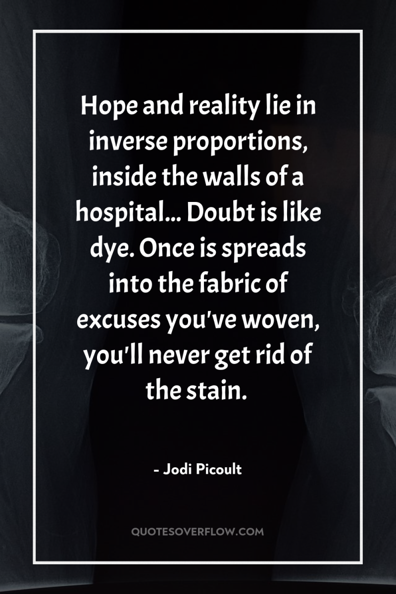 Hope and reality lie in inverse proportions, inside the walls...