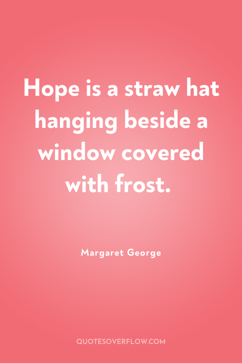 Hope is a straw hat hanging beside a window covered...