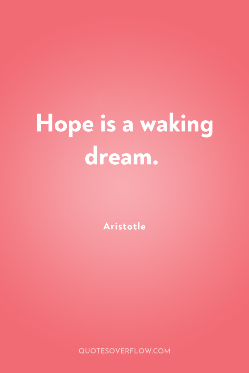 Hope is a waking dream. 
