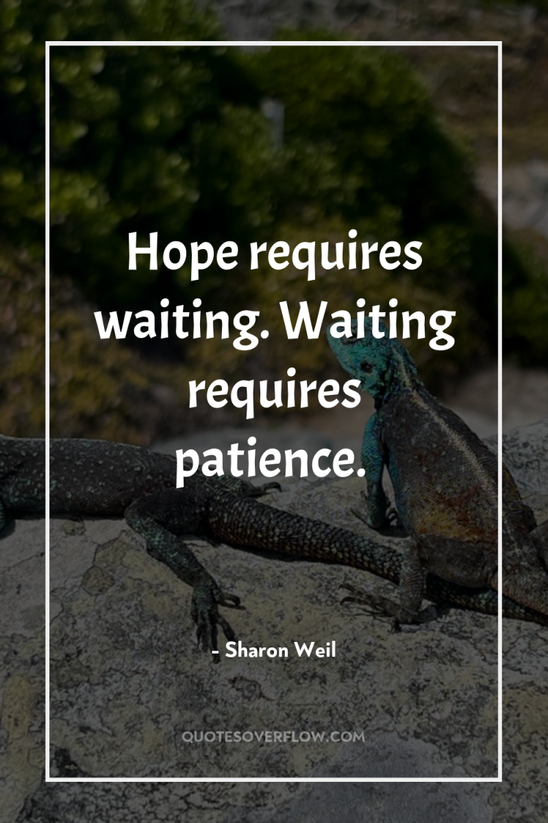 Hope requires waiting. Waiting requires patience. 