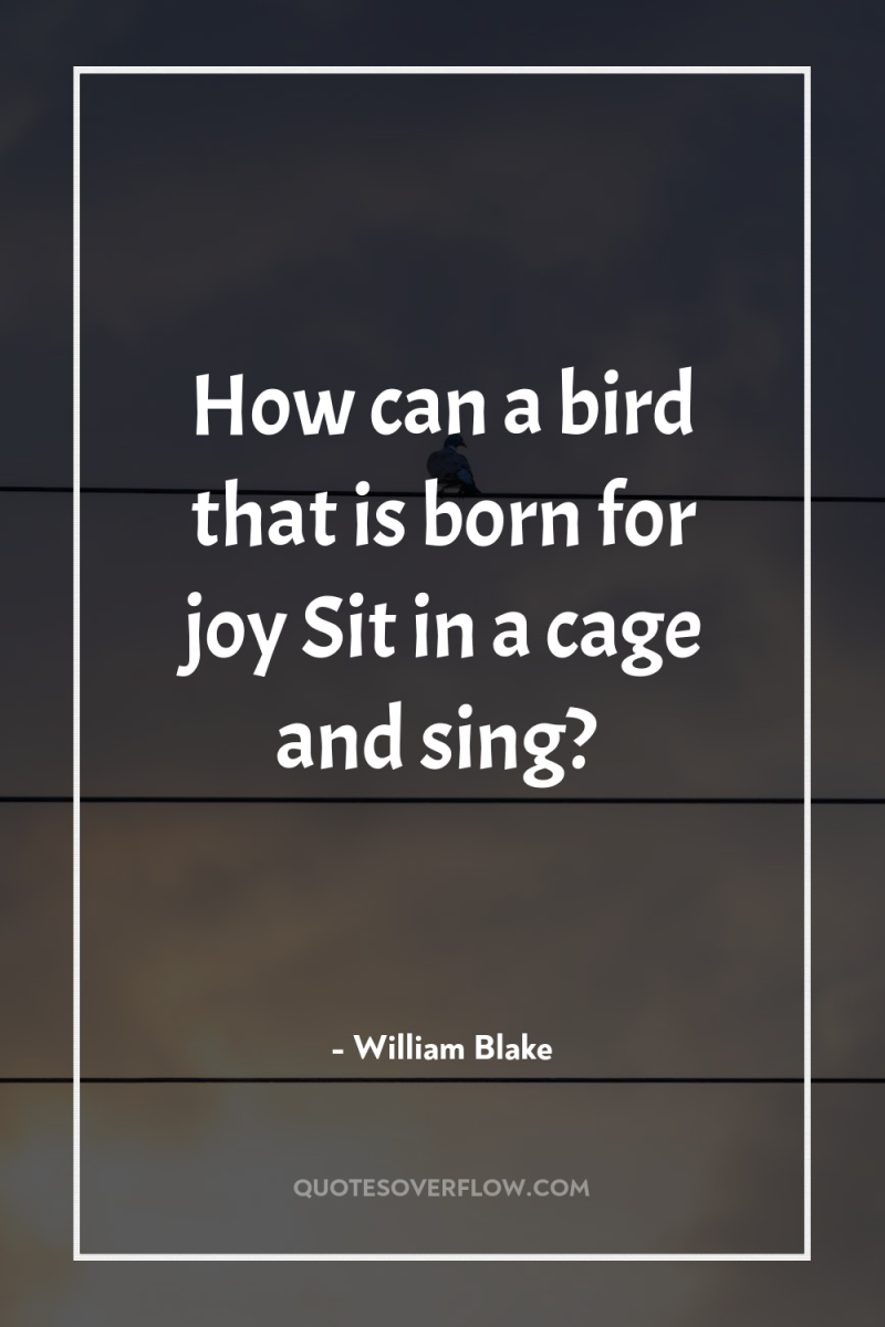 How can a bird that is born for joy Sit...