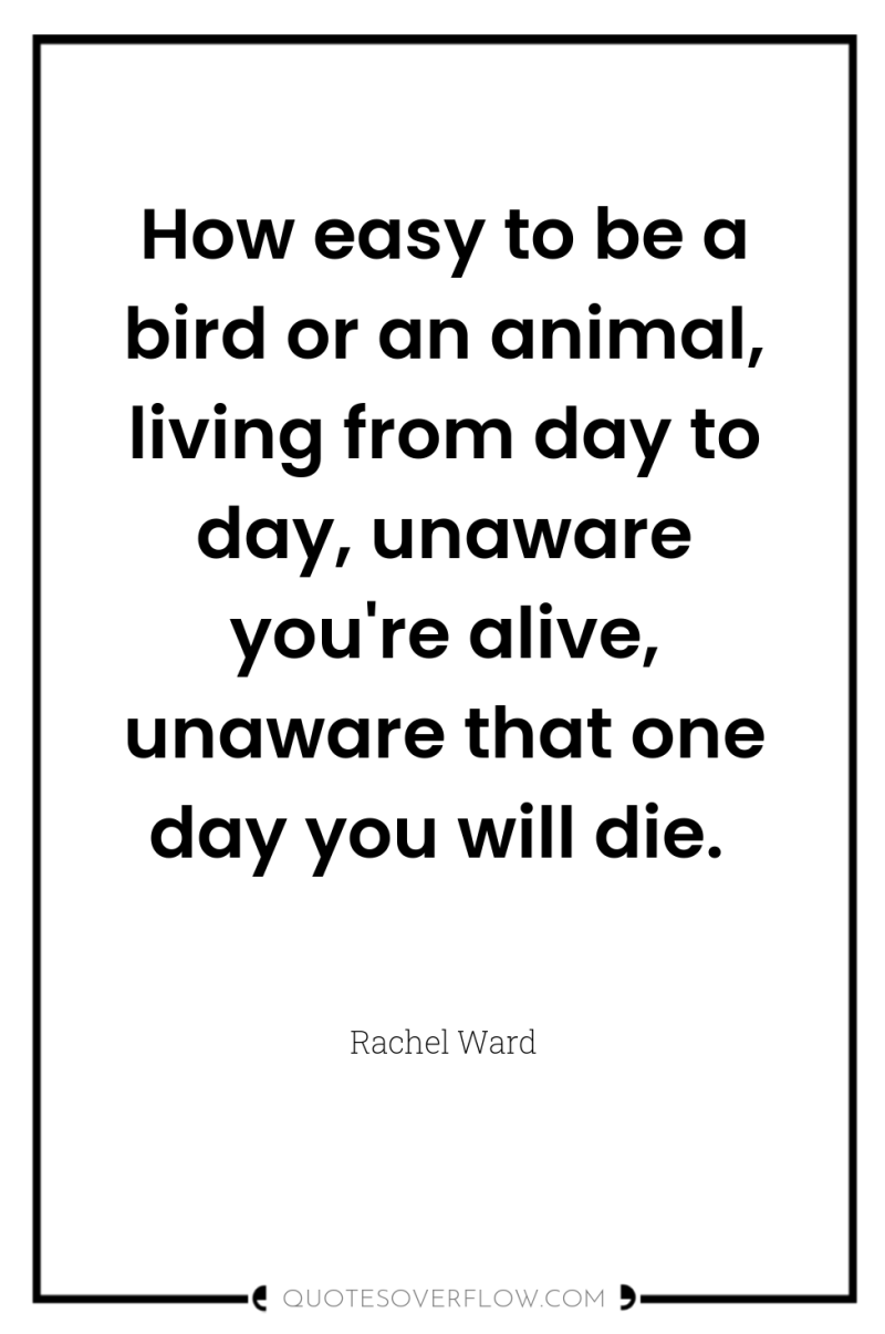 How easy to be a bird or an animal, living...