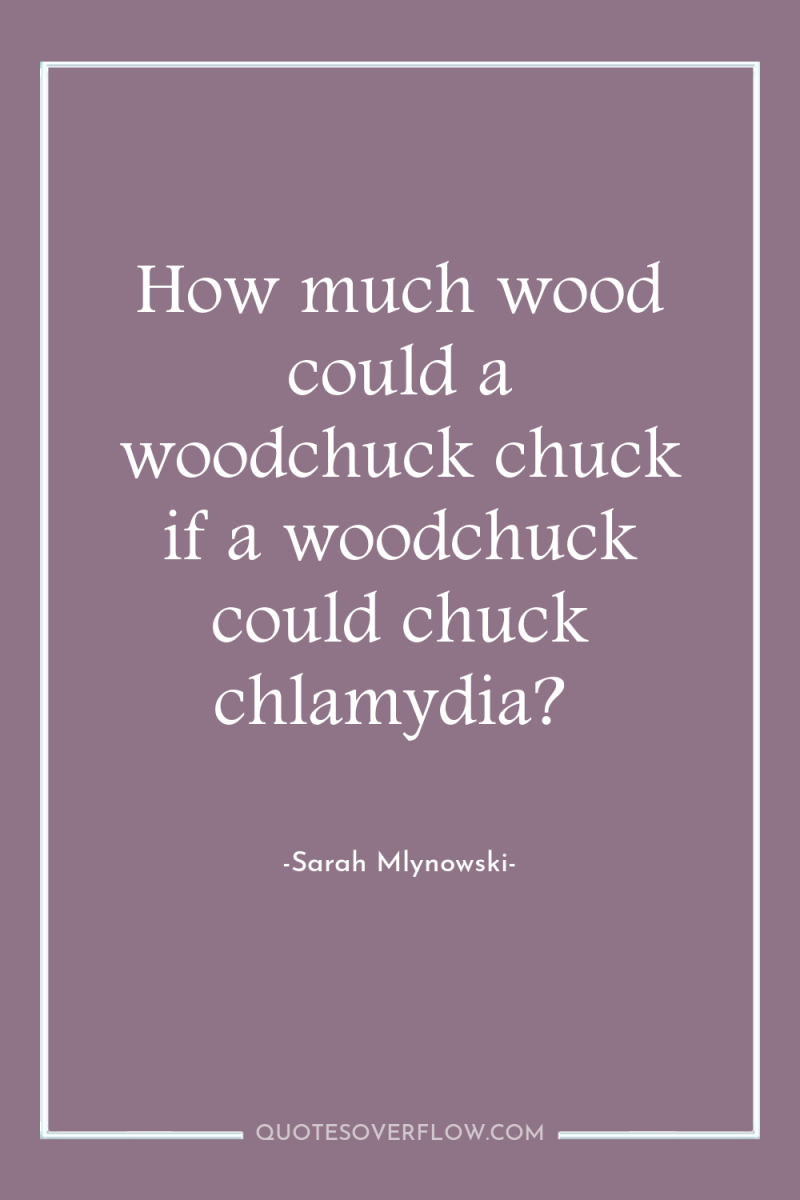 How much wood could a woodchuck chuck if a woodchuck...