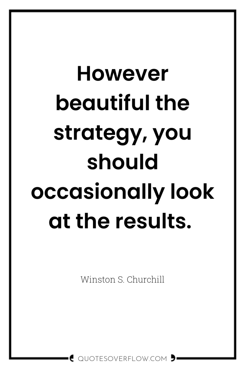 However beautiful the strategy, you should occasionally look at the...
