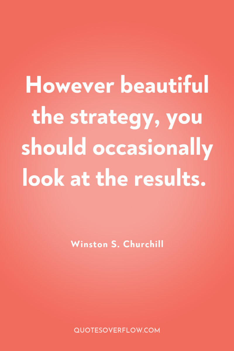 However beautiful the strategy, you should occasionally look at the...