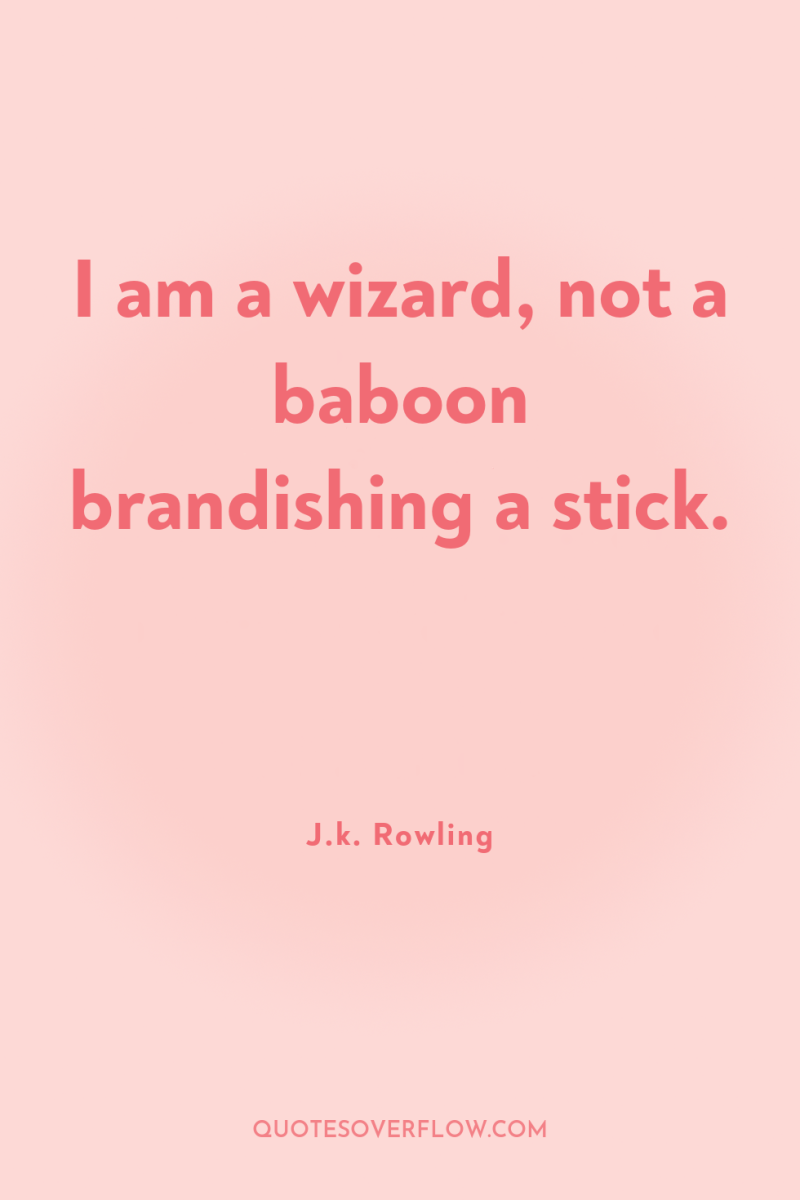 I am a wizard, not a baboon brandishing a stick. 