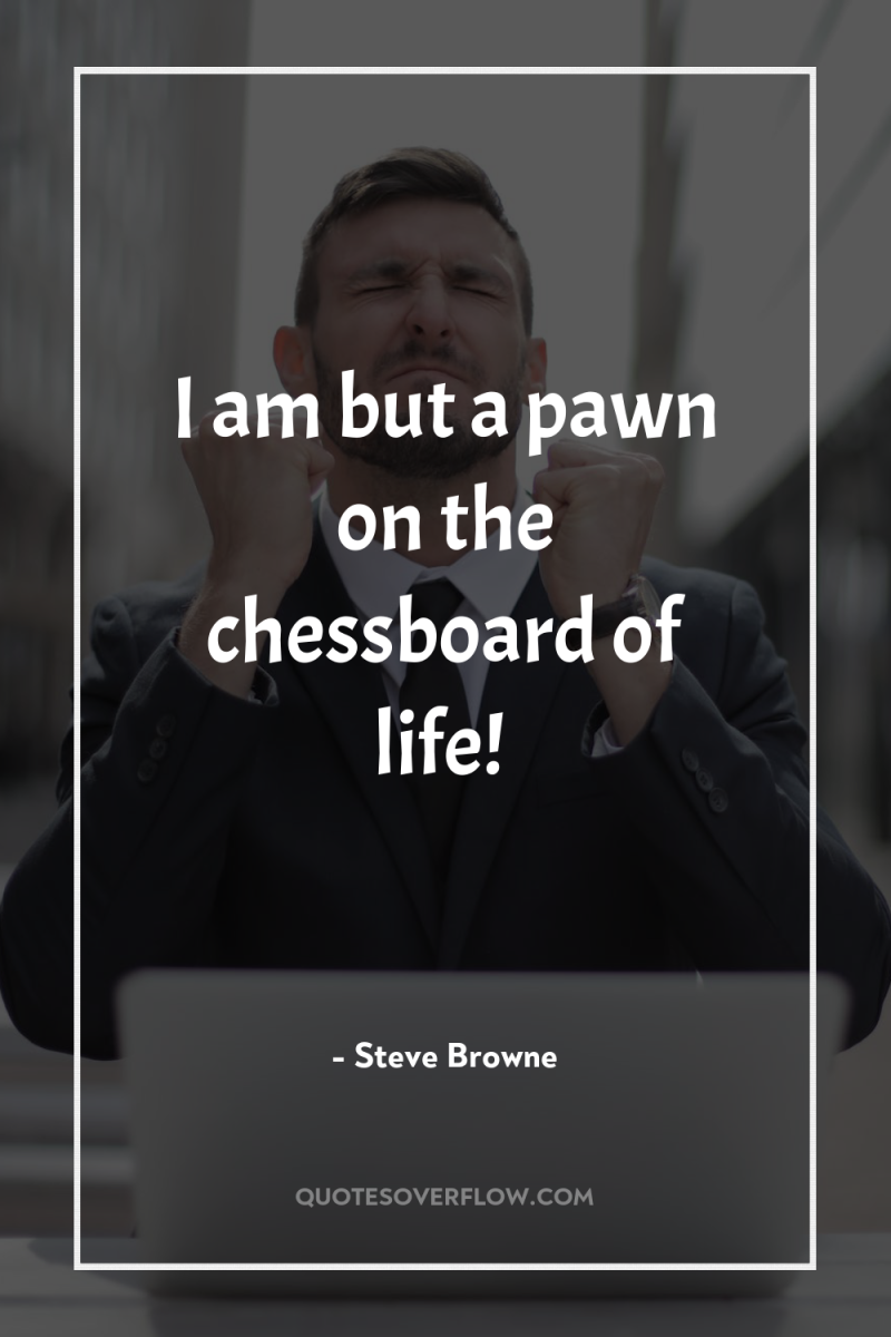 I am but a pawn on the chessboard of life! 