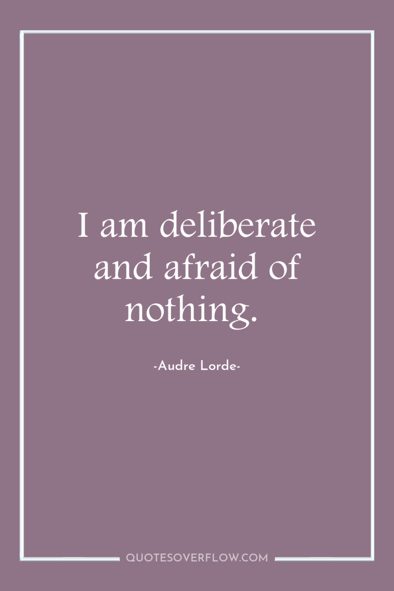 I am deliberate and afraid of nothing. 