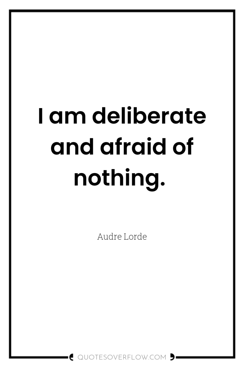 I am deliberate and afraid of nothing. 