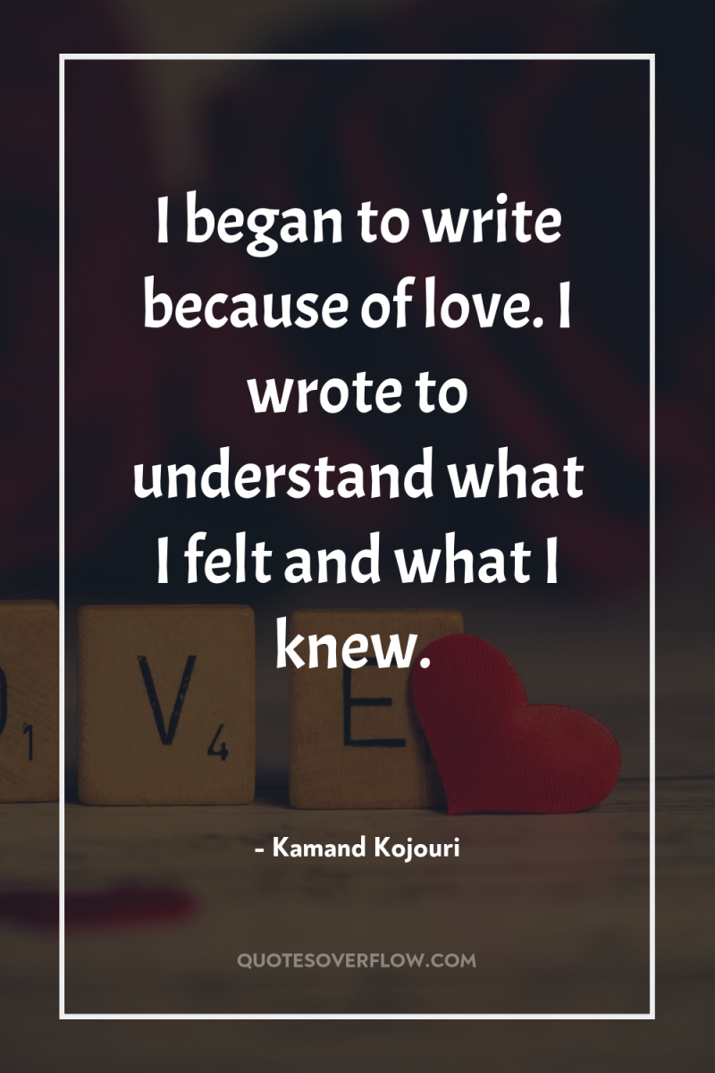 I began to write because of love. I wrote to...