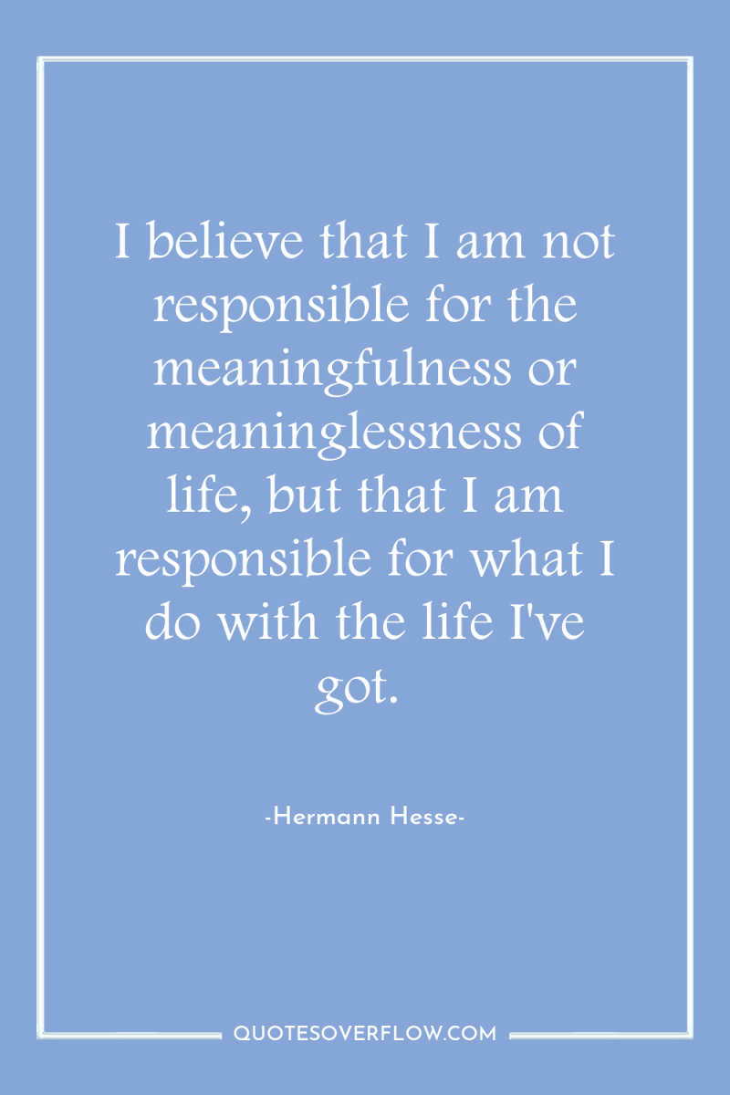 I believe that I am not responsible for the meaningfulness...