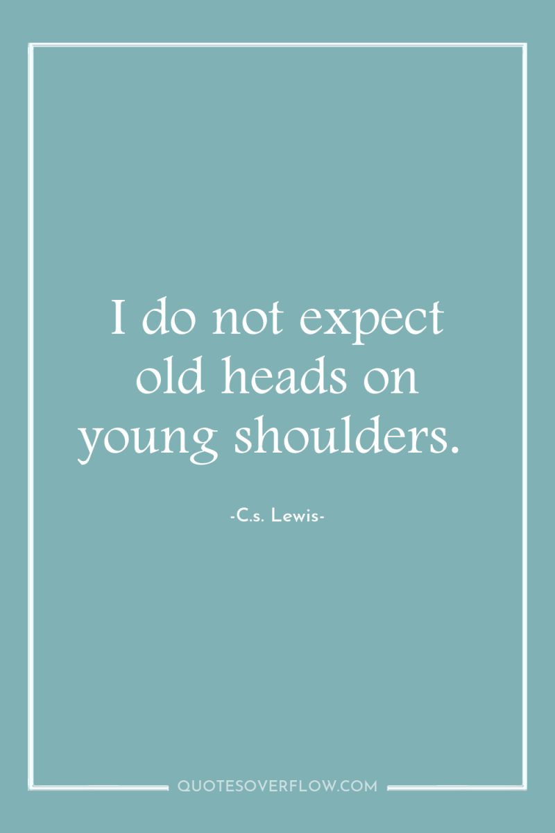 I do not expect old heads on young shoulders. 