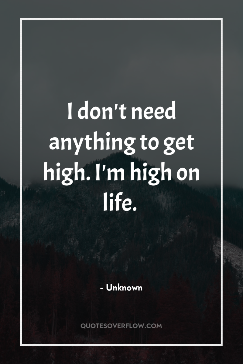 I don't need anything to get high. I'm high on...