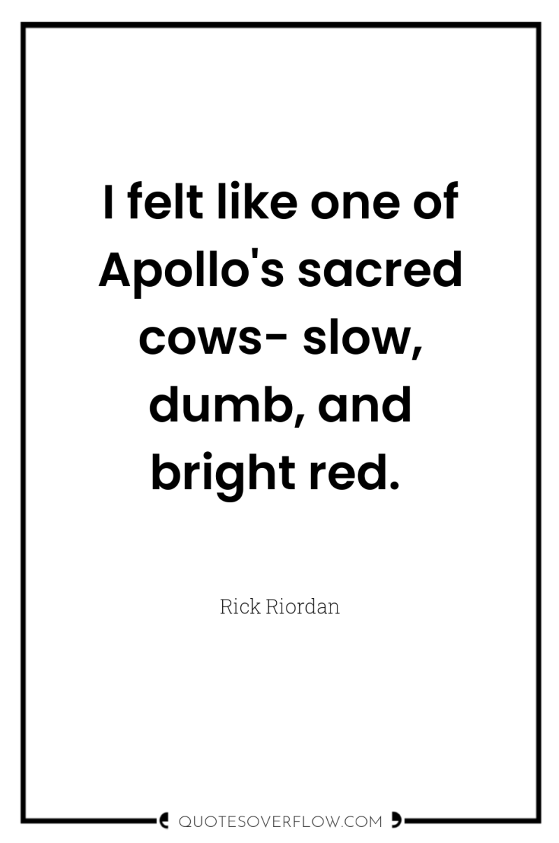 I felt like one of Apollo's sacred cows- slow, dumb,...