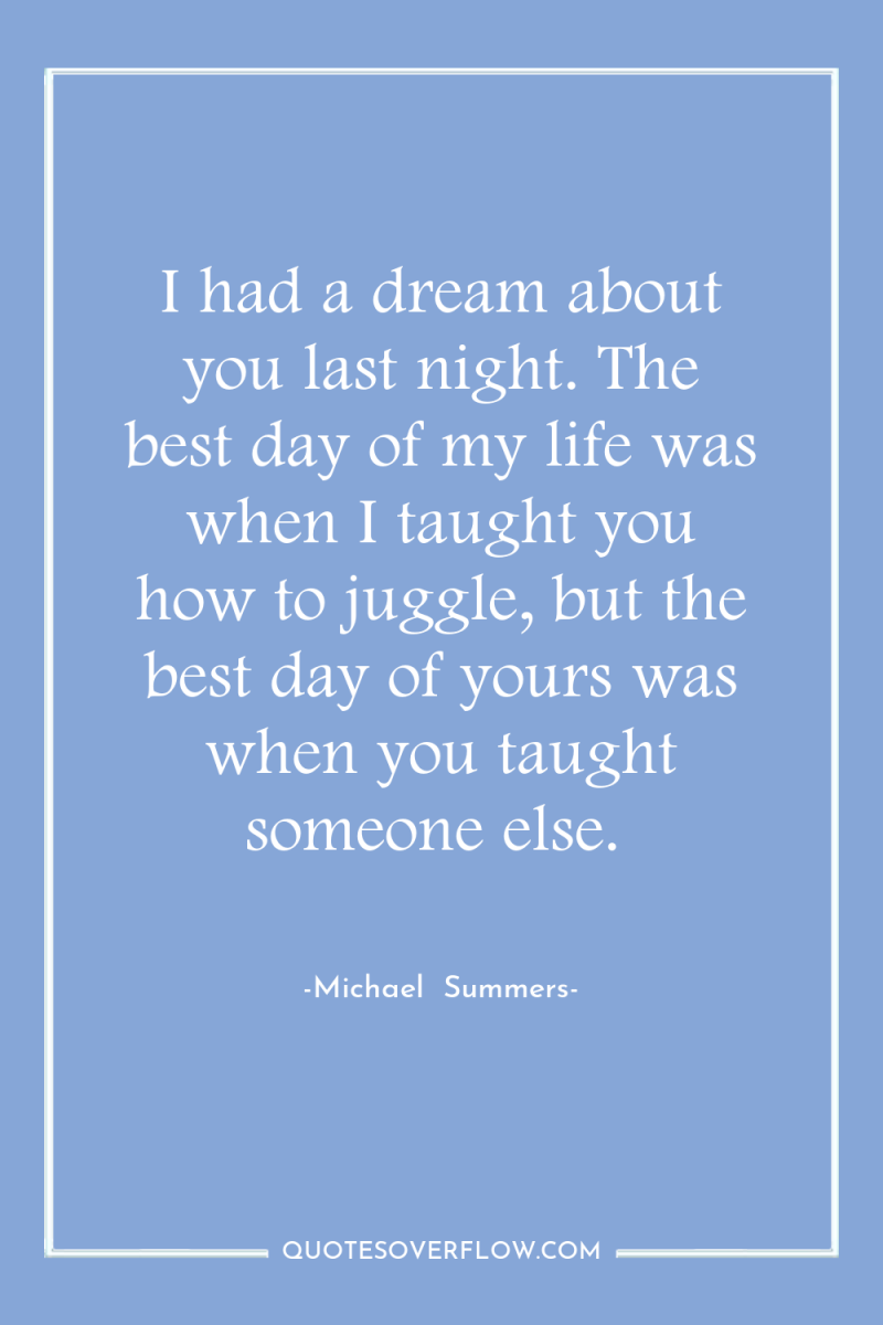 I had a dream about you last night. The best...