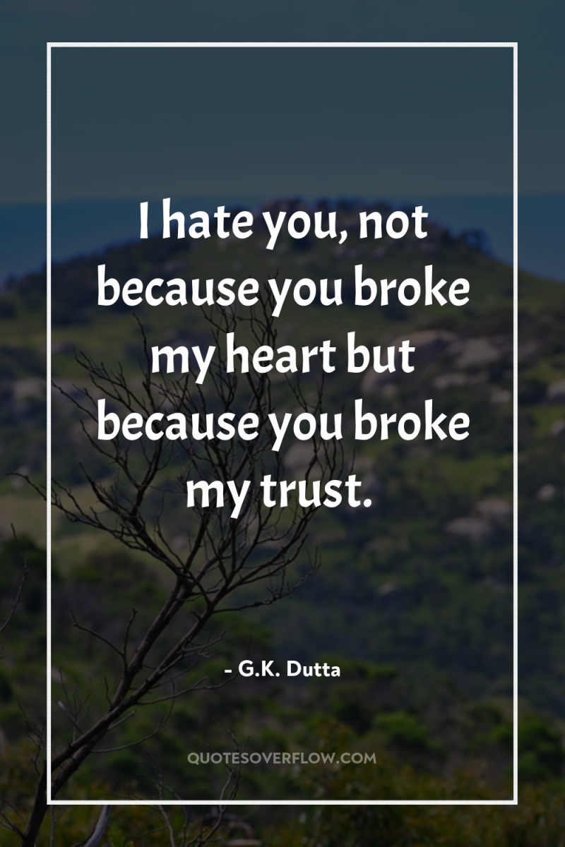 I hate you, not because you broke my heart but...