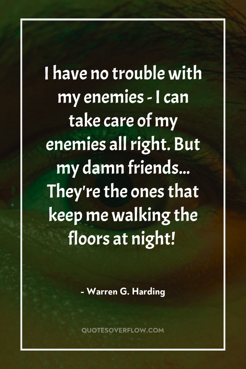 I have no trouble with my enemies - I can...