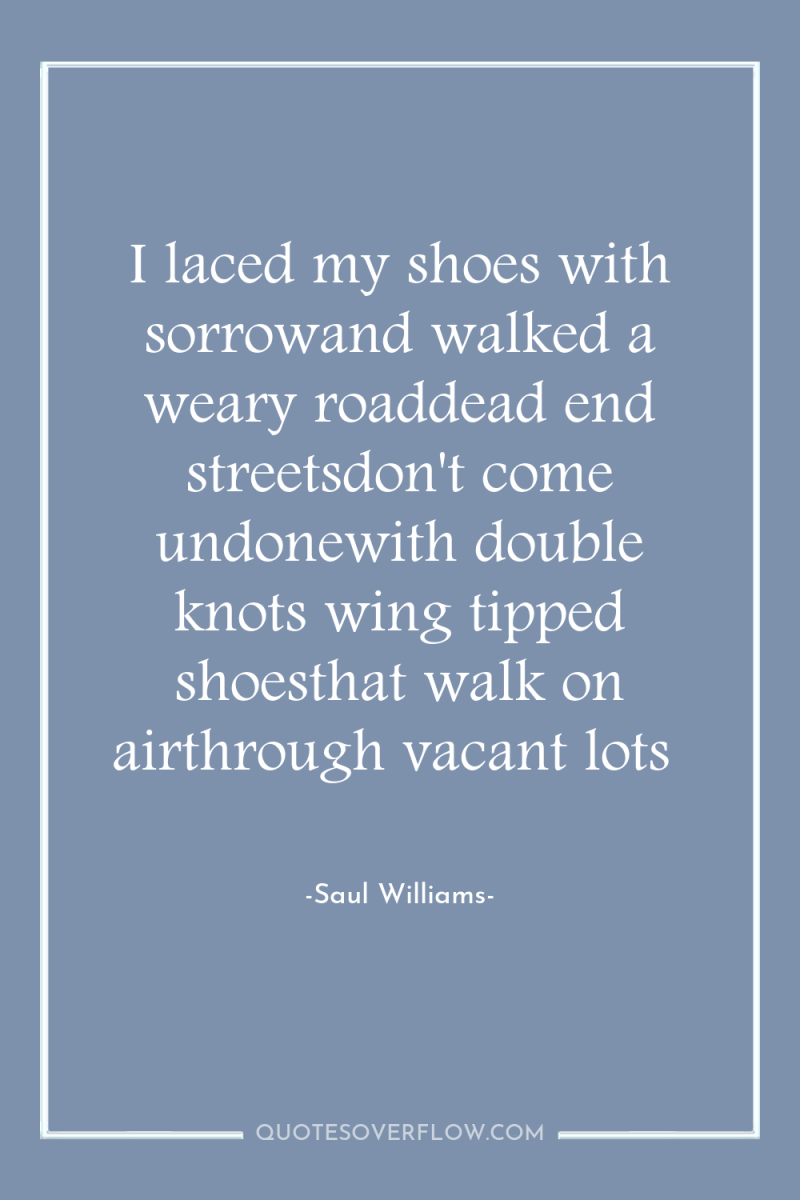 I laced my shoes with sorrowand walked a weary roaddead...